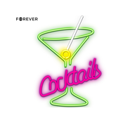 Forever Cocktails Neon LED svjetlo, ukrasno, podesiva svjetlina, USB, prekidac za ukljucivanje/iskljucivanje, zeleno-žuto-bijelo-ružicasto