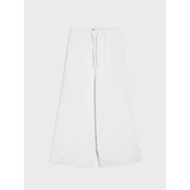 Sinsay - Oversize pantalone od viskoze sa dodatkom lana - belo