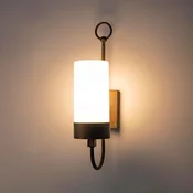 Moretti Luce Zunanja stenska svetilka Silindar 3355, barva antične medenine/opala - Antični - starinska medenina, opal - Kovina