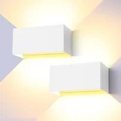 Zunanje LED stenske svetilke ENCOFT 24 W, komplet 2 kosov, nastavljiv svetlobni snop do 120 stopinj, IP65 vodoodporne, topla bela 3000 K, aluminijasto ohišje, moderna bela barva za fasade in terase