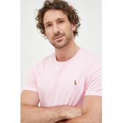 Pamučna majica Polo Ralph Lauren boja: ružičasta, jednobojni model
