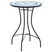 Vidaxl Bistro mizica z mozaikom modra in bela O50x70 cm keramika