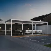 Bioklimatska pergola Antares — Samostoječa/4 x 8/Bela/Električni motor in LED luči