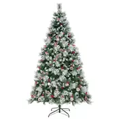 Northix O125 x 215 cm božično drevo z LED lučkami, 1116 konic, jagodami in borovimi storži