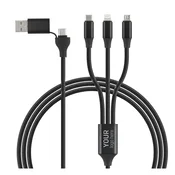 USB kabl FLET 6u1 60W – Micro-USB/ Lightning i Type-C/ PD/ najlon 1/2 m/ crni