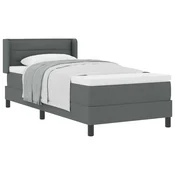 Vidaxl Postelja z vzmetnico z vzglavjem Temno siva 200 x 100 cm blago
