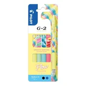 PILOT G-2 Flow gel valjček 0,7 mm (komplet 4 kosov) - modro/črno polnilo