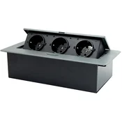 Mitea Electric Grafitni popup nameštajski podsklop sa tri uticnice ME-PN-1208/GR-3 16A 250V-3600W