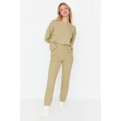 Trendyol Green Cotton Textured Knitted Pajamas Set