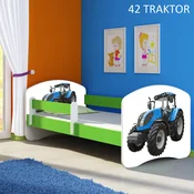 Djecji krevet ACMA s motivom, bocna zelena 140x70 cm 42 Traktor