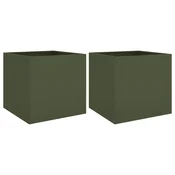 Vidaxl Korito 2 kosa olivno zelena 42x40x39 cm jeklo
