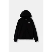 EA7 Emporio Armani pulover s kapuco otroški z bombažem