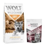12 kg suhe hrane Wolf of Wilderness + Snack gratis! - Junior Soft - Wide Acres - piščanec + Leafy Willows - teletina & piščanec