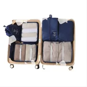 INF 7-delni komplet organizatorjev za toaletne potrebščine in kozmetiko za potovanja - Kocke za pakiranje prtljage NavyBlue, (5000078019)