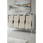 Hanah Home komoda Seza 120, 120 cm, bela / travertin / srebrna
