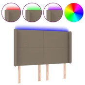 Vidaxl LED posteljno vzglavje taupe 147x16x118/128 cm blago