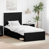vidaXL vidaXL Konstrukcija postelje Črna 90 x 200 cm Masivno borovo les, (5000103809)
