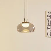 Lucande LED viseče svetilo Dain, 1-svetlobno, dimno sivo, steklo - Dnevna soba/jedilnica - Sodobni - dimno siva, črna
