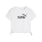Womens Puma Essentials Animal Logo Infill Knotted Tee Youth, White, Size 9-10Y, Clothing