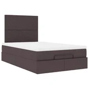 Vidaxl Otomanska postelja z vzmetnico rjav 120x200 cm blago