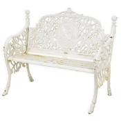 Casa Padrino baroque garden bench antique cream white 106.5 x H. 90 cm - Cast iron garden bench - Cast iron garden furniture - Baroque garden furniture - Garden furniture in baroque style