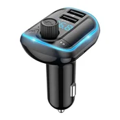 FM oddajnik in avtopolnilec Yesido Y44 2x USB-A, LED prikazovalnik, RGB lučka, Bluetooth 5.0 - black