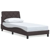 Vidaxl Posteljni okvir brez vzmetnice temno rjav 90x190 cm blago