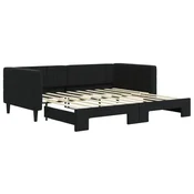 Vidaxl Izvlečna dnevna postelja črna 90x190 cm žamet