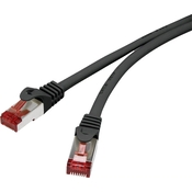 Renkforce Renkforce RF-4737378 RJ45 omrežni kabel\, Patch kabel CAT 6 S/FTP 0.50 m črna z zaščitnim zapornim zatičem\, pozlačeni konektorji\, ognjevaren 1 kos, (20417419)