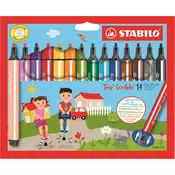 Set nalivpera s perom od filca, 1,5–2 mm, opružno perom, STABILO Trio Scribbi, 14 različitih boja 368/14-01