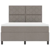 Vidaxl Postelja z vzmetnico z LED trakami Taupe 160 x 200 cm blago