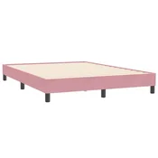 Vidaxl posteljni okvir brez vzmetnice roza 140x210 cm žamet