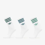 Nogavice adidas 3 Stripes Crew Socks 3 Pairs White/ Rich Green/ Collegiate Green M