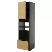 METOD / KNIVSHULT Visoki element za ugradne uredaje, Crnosiva/Voxtorp im. hrastovine, 60x60x220 cm