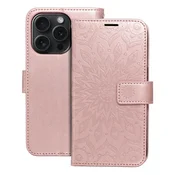 OEM Torbica MEZZO Book za iPhone 15 Pro, mandala, zlato-roza