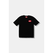 Otroška bombažna kratka majica Diesel TPATCH OVER T-SHIRT črna barva, J02469