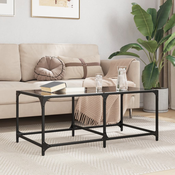 Stolic za kavu s crnom staklenom površinom 98,5x50x40 cm celik