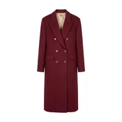 GOBI Cashmere Prehoden plašč Double-Breasted Long Coat bordo