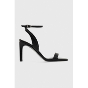 Kožne sandale Calvin Klein HEEL SANDAL 90 LTH boja: crna, HW0HW01945