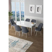 Hanah Home Set Trpezarijski sto i 6 stolica Zen, Sivo-braon