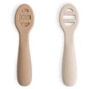 Mushie First Feeding Baby Spoons žlička Natural/ Shifting Sand 6m+ 2 kos