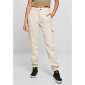 Womens high-waisted cargo pants whitesand