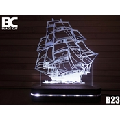 Black Cut 3D Lampa Jedrenjak Bela