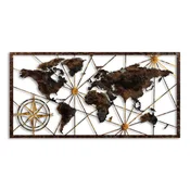 Wallity World Map Zidna dekoracija, 120x60cm