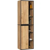 AKORD Akord Vami Viseča Kopalniška Omarica, 2 Vrata In 6 Polic, Hrast Craft/Črna, (5000332684)