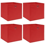 Greatstore Škatle za shranjevanje 4 kosi rdeče 32x32x32 cm blago