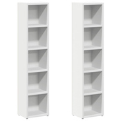 MAISON CHIC Dvo delni komplet Omarca za CD - CD stojalo - CD regal 2 kosa bela 21x16x93,5 cm iverna plošča, (21673961)