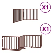 Vidaxl Ograda za pse z vrati zložljiva 6 panelov rjava 480 cm les