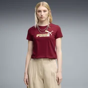 PUMA Essentials Metallic Logo Tee Women, Clothing, Garnet Glow/Metallic Silver, M
