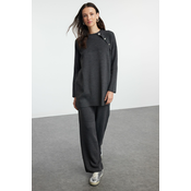 Trendyol Anthracite Button Detailed Knitwear Bottom-Top Set